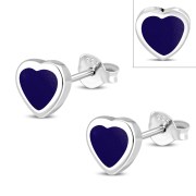 Lapiz Lazuli Heart Silver Stud Earrings, e344